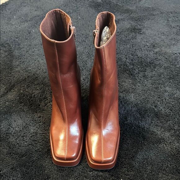 Sam Edelman Irie Patent Leather Booties Brown Copper Bronze Size 7 - Picture 2 of 7